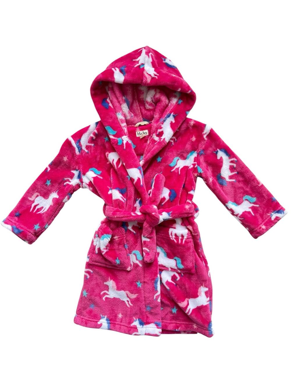 Hatley Unicorn Fleece Hooded Bathrobe Size M(4-5)